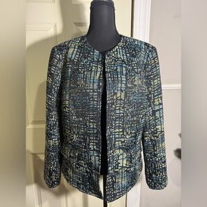Kasper Women's Black and Blue Textured Blazer